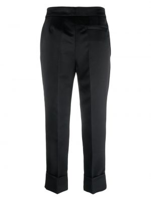 Saténové kalhoty Semicouture černé