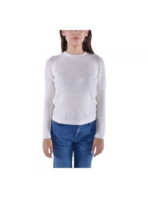 Sweter wełniany z okrągłym dekoltem Max Mara Studio biały