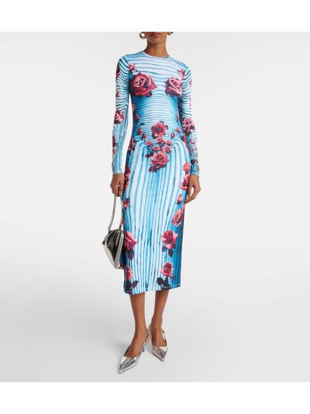Midi kleita ar ziediem džersija Jean Paul Gaultier
