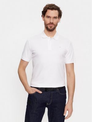 Памучна поло тениска с копчета slim Calvin Klein бяло