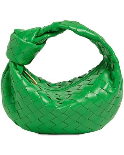 Kožená shopper kabelka Bottega Veneta zelená