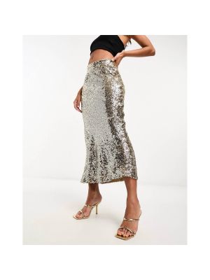 Длинная юбка с пайетками Asos золотая