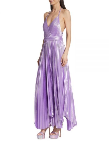 Платье Arista Lamé с воротником халтер Alice + Olivia фиолетовый