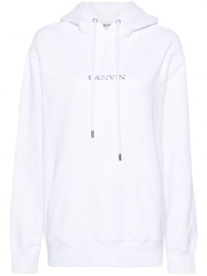 Pamučna hoodie s kapuljačom s vezom Lanvin bijela