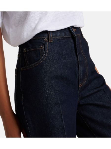 Straight fit džíny s vysokým pasem Loro Piana modré