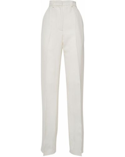 Hedvábné kalhoty s vysokým pasem Casablanca bílé