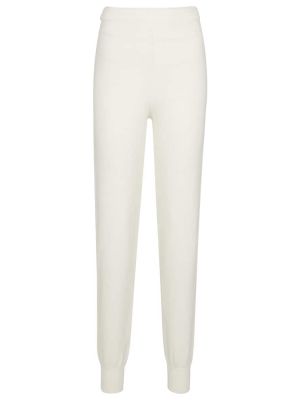 Kašmírové vlněné sportovní kalhoty Prada bílé