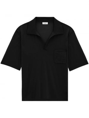 Vilnonis polo marškinėliai Saint Laurent juoda