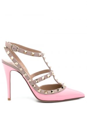 Кожени полуотворени обувки Valentino Garavani розово