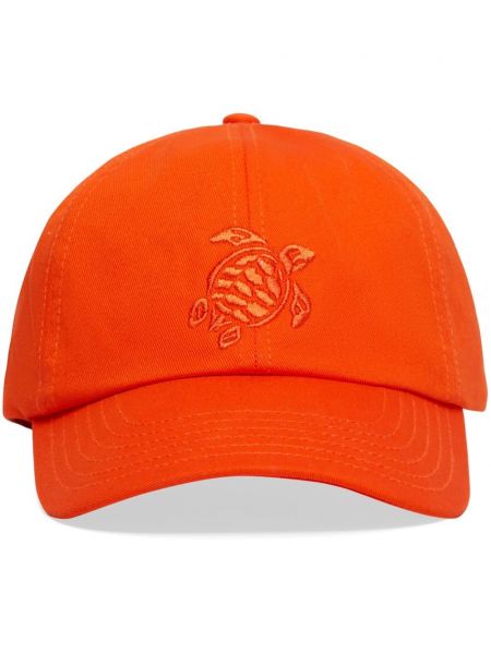 Памучна шапка с козирки бродирана Vilebrequin оранжево