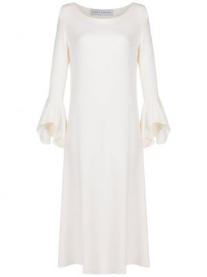 Viskózové šaty s tříčtvrtečními rukávy s kulatým výstřihem Gloria Coelho - bílá