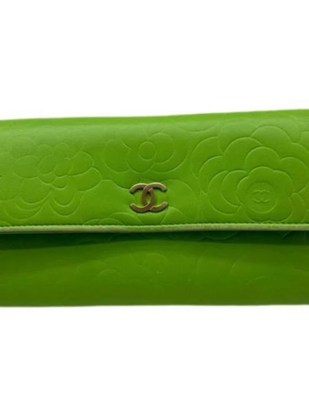 Retro leder geldbörse Chanel Vintage grün