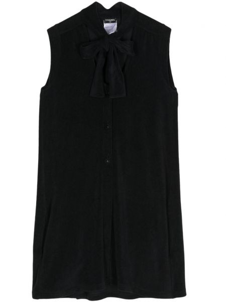 Ravna haljina s mašnom Chanel Pre-owned crna