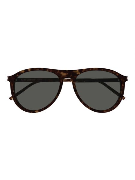 Gafas de sol de cuero Saint Laurent marrón
