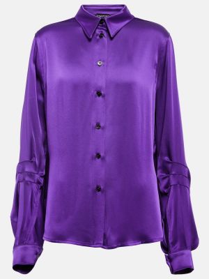 Saténová košile Tom Ford fialová