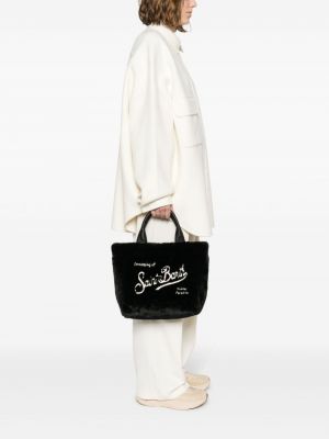 Shopper kabelka s výšivkou s kožíškem Mc2 Saint Barth