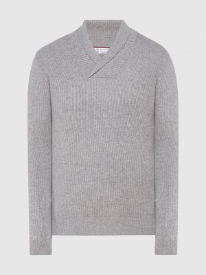 Шелковый шерстяной пуловер Brunello Cucinelli серый