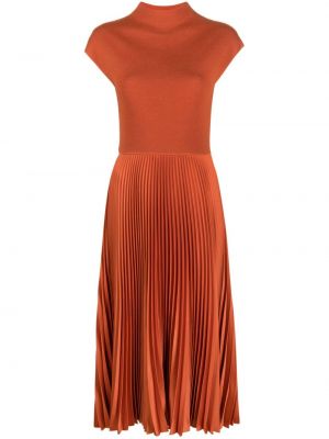 Pliszírozott ruha Polo Ralph Lauren narancsszínű