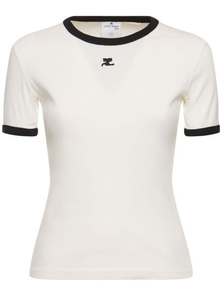 T-shirt i bomull Courreges vit