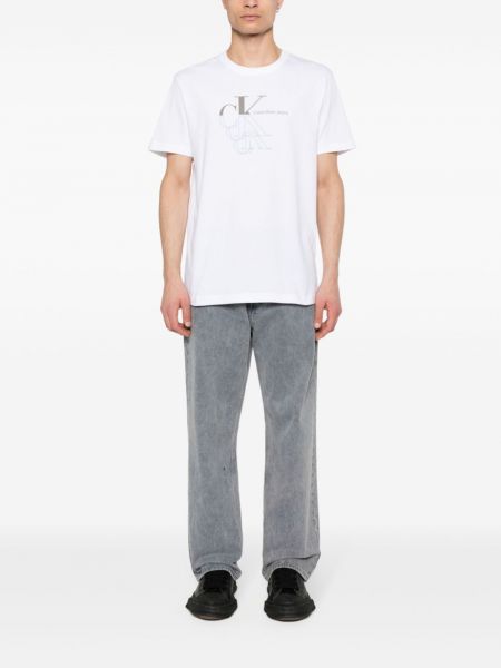 Bavlněné tričko s potiskem Calvin Klein bílé