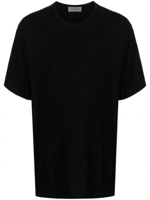 Bavlnené tričko s okrúhlym výstrihom Yohji Yamamoto čierna
