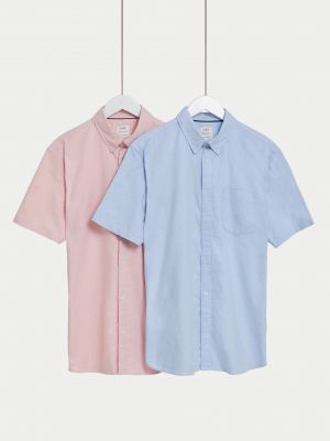 Хлопковая рубашка Marks & Spencer розовая