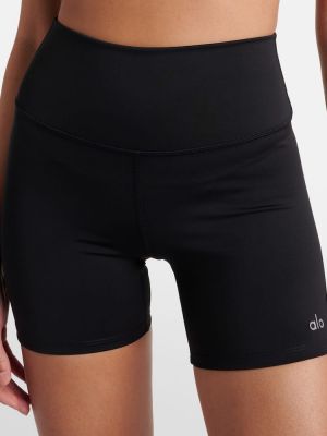 Pantaloni scurți de sport cu talie înaltă din jerseu Alo Yoga negru