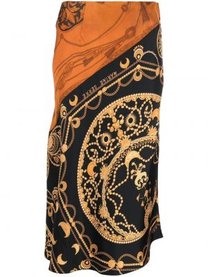 Hodvábna sukňa s potlačou Marine Serre oranžová
