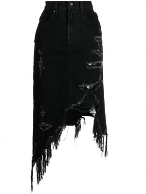 Asymetrická roztrhaná džínsová sukňa Jnby čierna