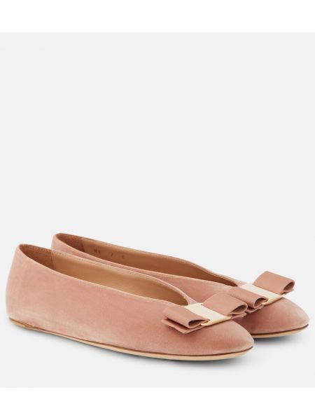 Fløyel ballerinasko Ferragamo rosa