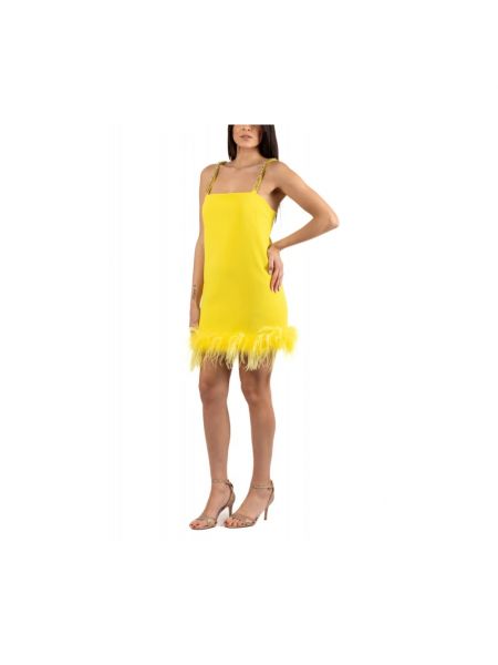 Vestido con plumas de plumas Pinko amarillo