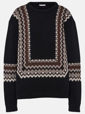 Жаккардовый шерстяной свитер Chloé черный