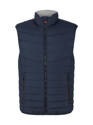 Jednofarebná priliehavá vesta na zips Tom Tailor - modrá