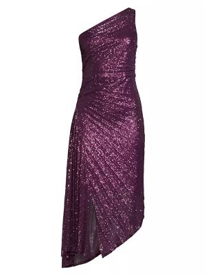 Асимметричное платье с пайетками Ungaro фиолетовое