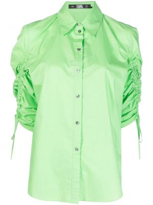 Памучна риза Karl Lagerfeld зелено