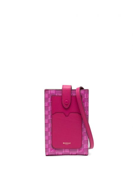 Δερμάτινη μίνι τσάντα Moreau ροζ