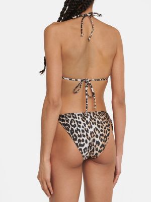Bikini con stampa leopardato Ganni marrone