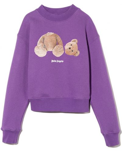 Bomull hettegenser for jenter Palm Angels Kids lilla