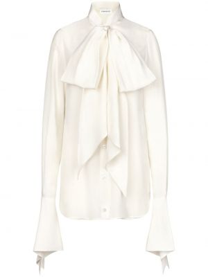 Копринена риза с панделка Nina Ricci бяло