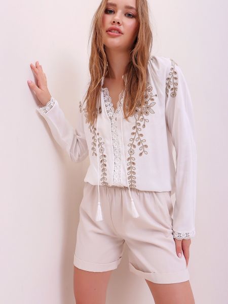 Памучна блуза бродирана Trend Alaçatı Stili