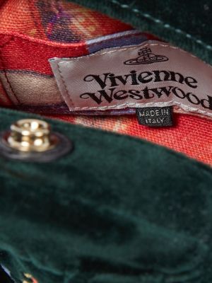 Žametna nakupovalna torba iz rebrastega žameta Vivienne Westwood zelena