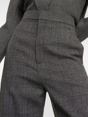 Spodnie z wysoką talią wełniane relaxed fit Loewe szare