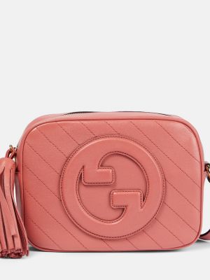 Кожени чанта за ръка Gucci розово