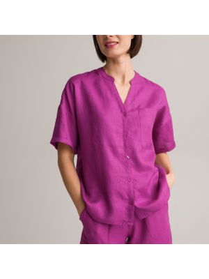 Camisa de lino manga corta Anne Weyburn violeta