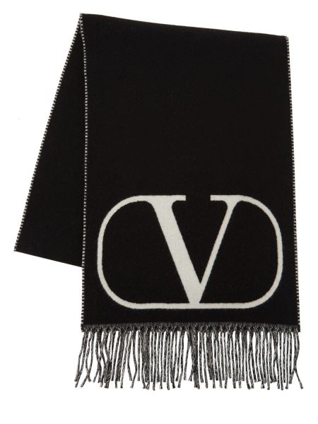 Kašmírový vlněný šál Valentino Garavani černý