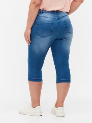 Slim fit priliehavé džínsové šortky Zizzi modrá