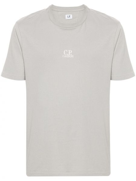 Памучна тениска с принт C.p. Company сиво