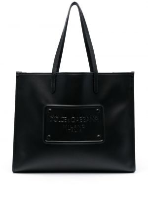 Δερμάτινη τσάντα shopper Dolce & Gabbana μαύρο