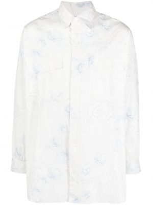 Květinová bavlněná košile s potiskem Yohji Yamamoto bílá