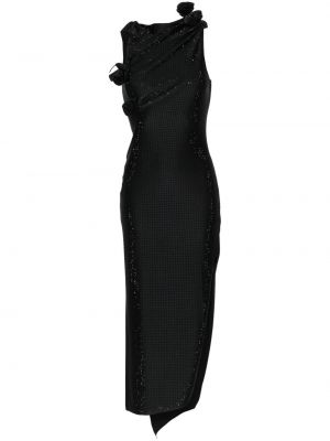 Коктейлна рокля на цветя Coperni черно